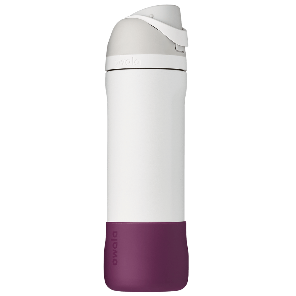 deep plum purple silicone Bottle Boot, shown on a FreeSip bottle as example